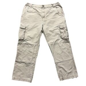 Cabelas Trail Hiker Cargo Pants Mens 40x30 Double Knee Khaki Stretch Workwear